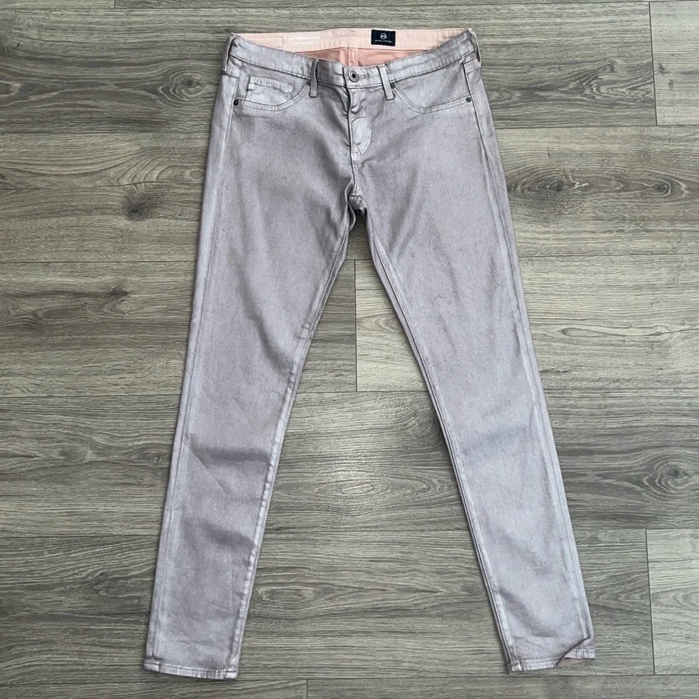 ADRIANO GOLDSCHMIED The Legging Ankle Super Skinny Metallic Pants Size 27 Purple